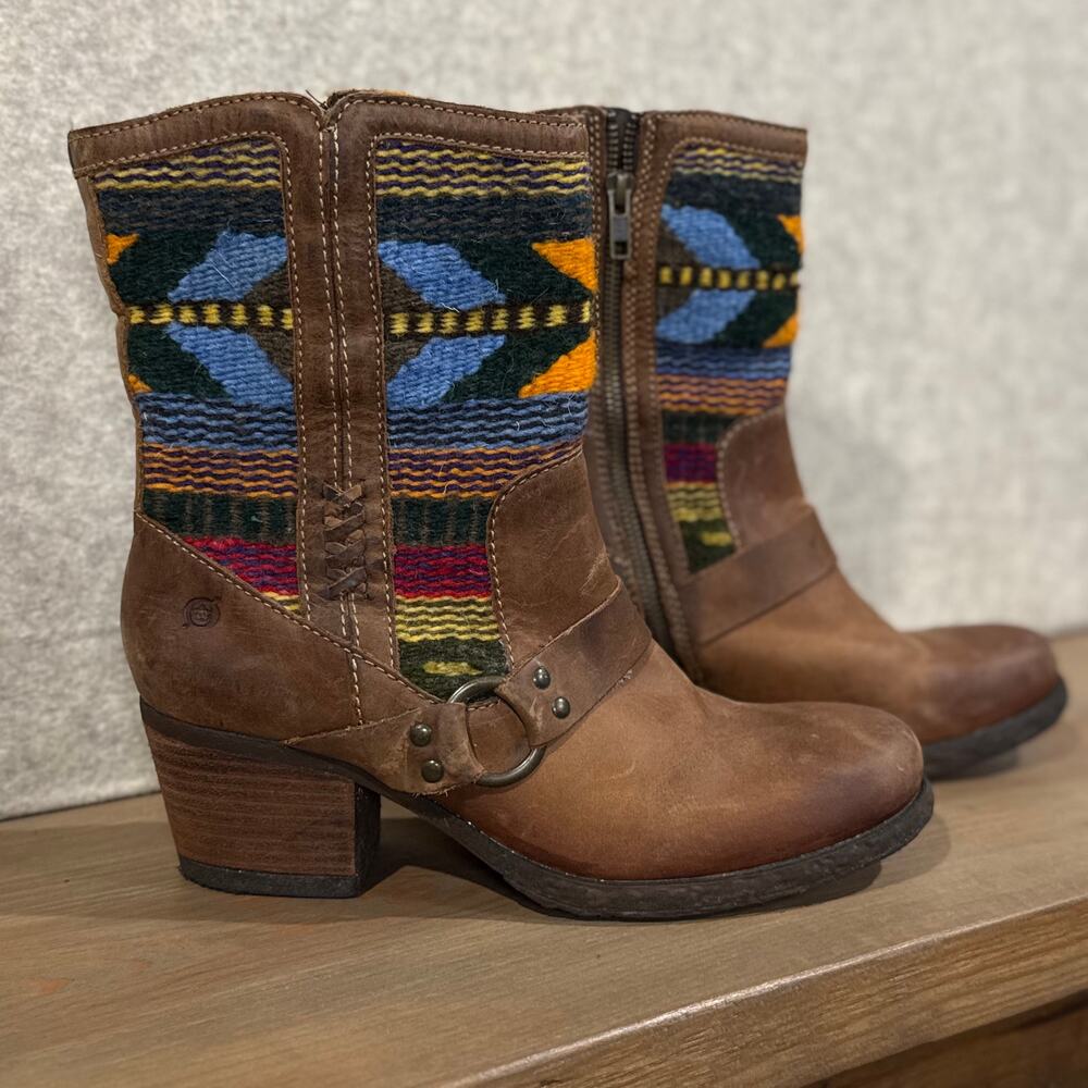 Born Panarea leather and wool boots - Womens size 10 / 42 - boho western